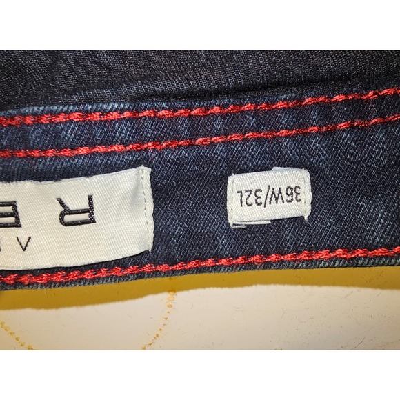 Artful Rebel Mens Slim Straight Jeans Dark Wash Indigo Stretch 36W 32L RN168948 - Picture 2 of 10